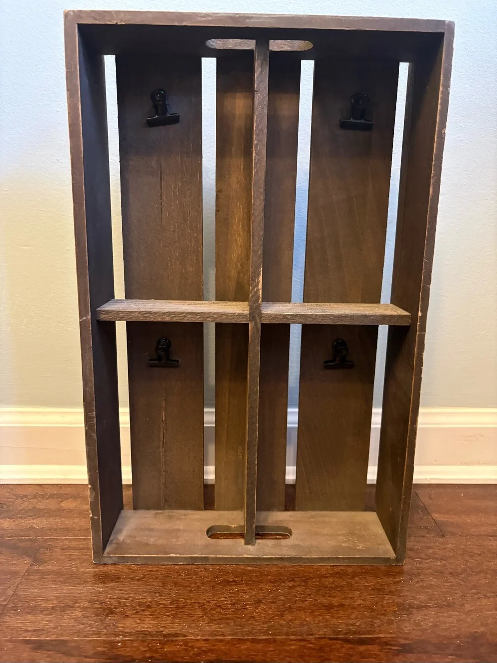 Rustic Brown Wooden Wall Organizer Shelf - Brown